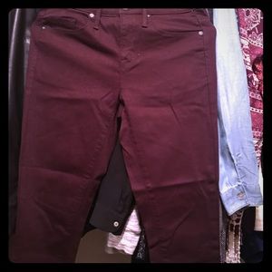 Maroon high waist skinny jeans